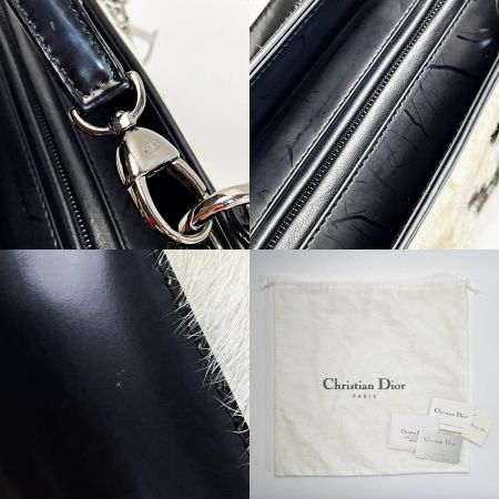  Christian Dior クリスチャンディオール レディディオール ブラック×ホワイト 2WAYバッグ レディース シルバー金具 布袋有