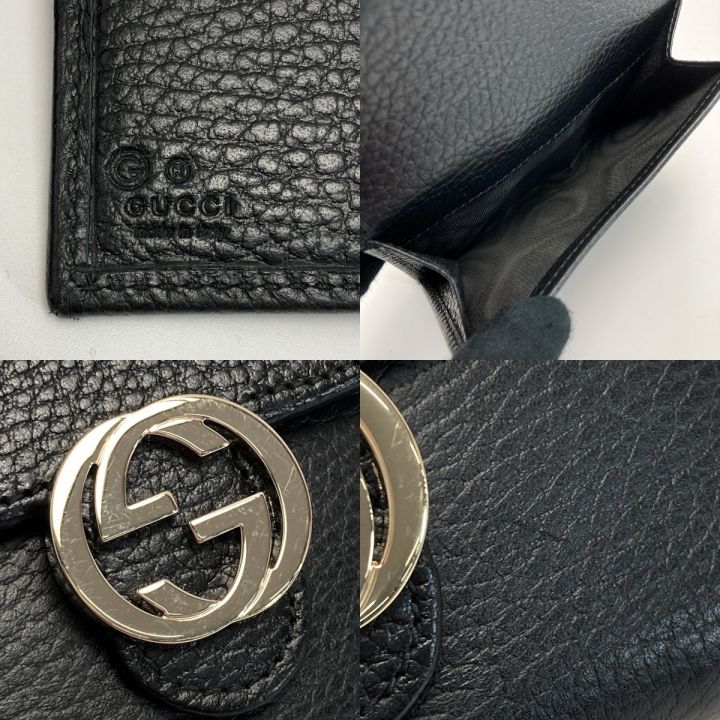 GUCCI グッチ インターロッキングG Wホック ２つ折り財布 615525 ブラック レザー 箱・布袋有｜中古｜なんでもリサイクルビッグバン