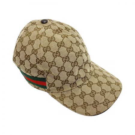  GUCCI グッチ GG キャンバス ベースボールキャップ ベージュ XLサイズ シェリーライン 帽子