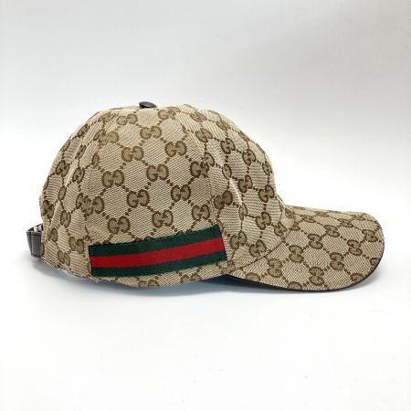  GUCCI グッチ GG キャンバス ベースボールキャップ ベージュ XLサイズ シェリーライン 帽子