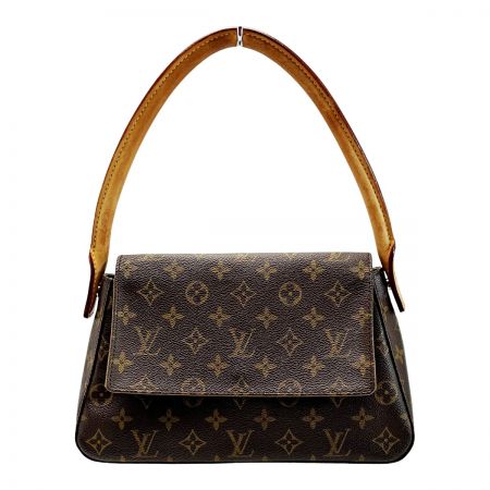  LOUIS VUITTON ルイヴィトン モノグラム ミニルーピング M51147 ブラウン ハンドバッグ レディース ゴールド金具