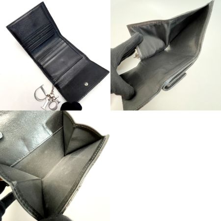  Christian Dior クリスチャンディオール カナージュ 02.LU.1008 ブラック 三つ折り財布 レディース