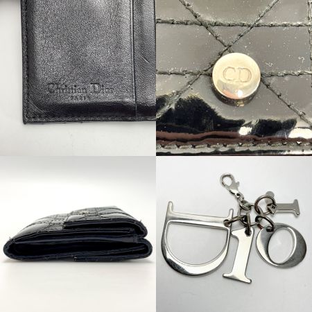  Christian Dior クリスチャンディオール カナージュ 02.LU.1008 ブラック 三つ折り財布 レディース