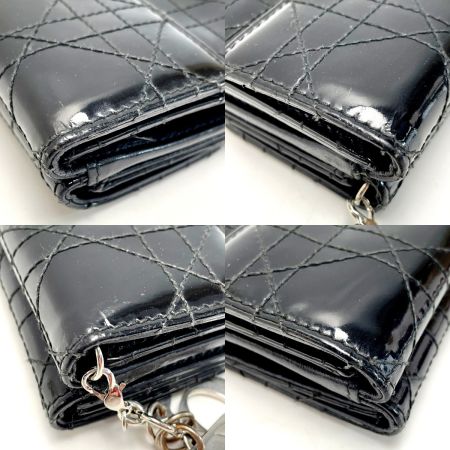  Christian Dior クリスチャンディオール カナージュ 02.LU.1008 ブラック 三つ折り財布 レディース