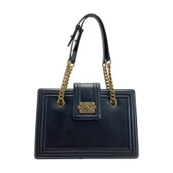 ☆☆ CHANEL シャネル ボーイシャネル チェーントートバッグ ブラック レザー ココマーク ワンショルダー 布袋有 Bランク