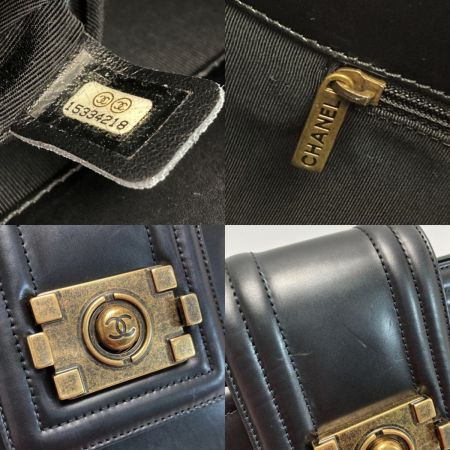  CHANEL シャネル ボーイシャネル チェーントートバッグ ブラック レザー ココマーク ワンショルダー 布袋有