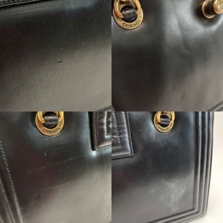  CHANEL シャネル ボーイシャネル チェーントートバッグ ブラック レザー ココマーク ワンショルダー 布袋有