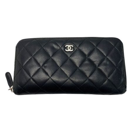  CHANEL シャネル マトラッセ ラムレザー A50097 ブラック ラウンドファスナー財布 レディース