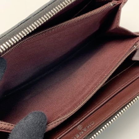  CHANEL シャネル マトラッセ ラムレザー A50097 ブラック ラウンドファスナー財布 レディース