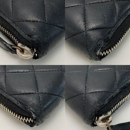  CHANEL シャネル マトラッセ ラムレザー A50097 ブラック ラウンドファスナー財布 レディース