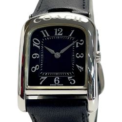 ☆☆ COACH コーチ レザー ブラック W522 クォーツ レディース 腕時計 Cランク