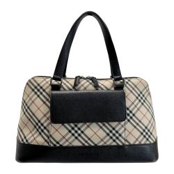☆☆ BURBERRY バーバリー キャンバス×レザー ノバチェック ハンドバッグ  レディース Cランク