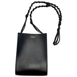 ☆☆ JIL SANDER ジルサンダー エンボスロゴ スモールサイズ J07WG0001 ブラック ショルダーバッグ レディース レザー Cランク