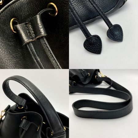 Yves Saint Laurent イブサンローラン 巾着 2WAYバッグ ショルダーバッグ ハンドバッグ ブラック レザー ヴィンテージ