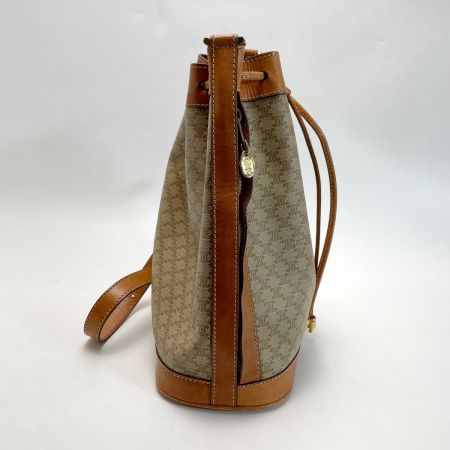  CELINE セリーヌ マカダム柄 M90 巾着ショルダー レディース ゴールド金具