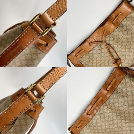  CELINE セリーヌ マカダム柄 M90 巾着ショルダー レディース ゴールド金具