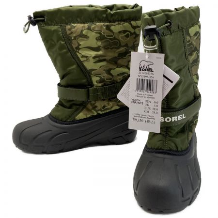  SOREL ソレル ユースフルーリー プリント ブーツ NY5195-356 オリーブ SIZE 24cm キッズ ジュニア