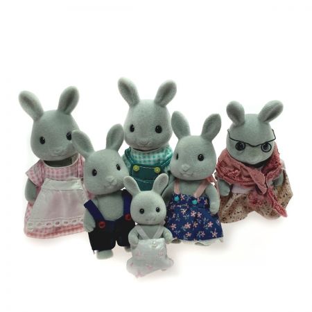   シルバニアファミリー グレーのうさぎ 6体 ベンチ ハンモック セット