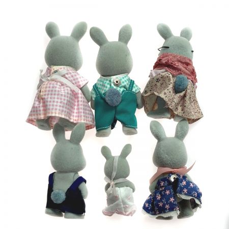   シルバニアファミリー グレーのうさぎ 6体 ベンチ ハンモック セット