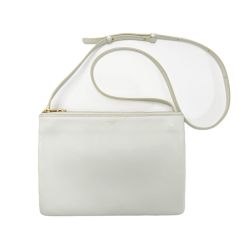 ☆☆ CELINE セリーヌ トリオ スモール ショルダーバッグ ラムスキン アイボリー レディース Bランク
