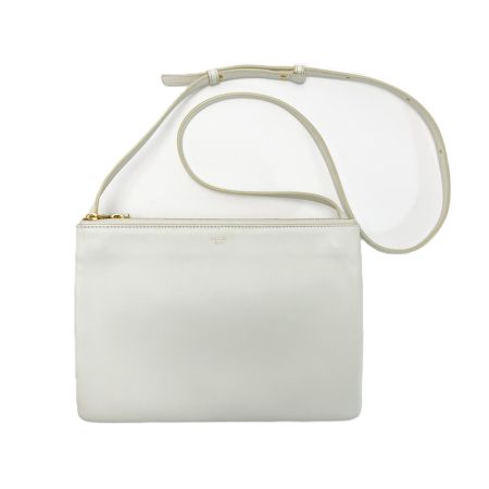  CELINE セリーヌ トリオ スモール ショルダーバッグ ラムスキン アイボリー レディース