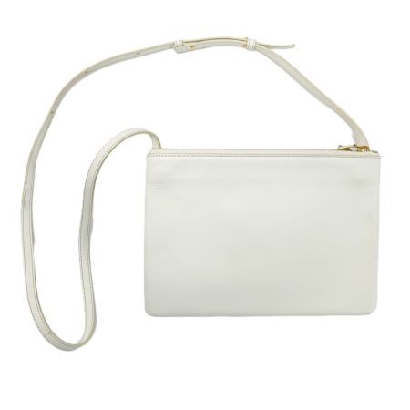  CELINE セリーヌ トリオ スモール ショルダーバッグ ラムスキン アイボリー レディース