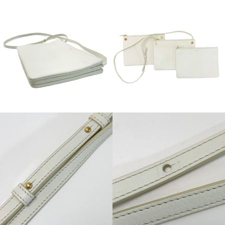  CELINE セリーヌ トリオ スモール ショルダーバッグ ラムスキン アイボリー レディース
