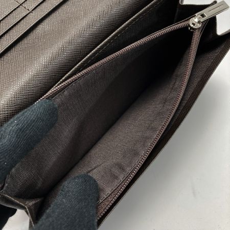  BURBERRY バーバリー チェック 型押し ２つ折り財布 ブラウン エンボス レザー 長財布