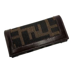 ☆☆ FENDI フェンディ ズッカ 2289-10162-099 ダークブラウン 四連キーケース メンズ レディース Bランク