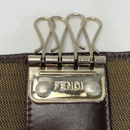  FENDI フェンディ ズッカ 2289-10162-099 ダークブラウン 四連キーケース メンズ レディース