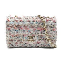 ☆☆ CHANEL シャネル ミニマトラッセ ツイード チェーンショルダーバッグ A6990 ピンク×ホワイト ココマーク Aランク