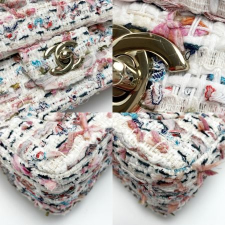  CHANEL シャネル ミニマトラッセ ツイード チェーンショルダーバッグ A6990 ピンク×ホワイト ココマーク