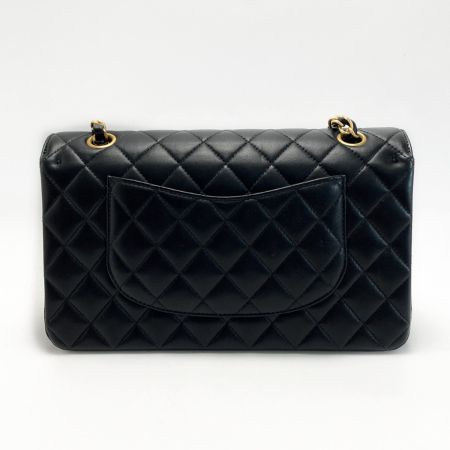  CHANEL シャネル マトラッセ Wフラップ アイコン チャーム チェーンショルダーバッグ A01112 ブラック ラムスキン