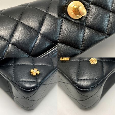  CHANEL シャネル マトラッセ Wフラップ アイコン チャーム チェーンショルダーバッグ A01112 ブラック ラムスキン