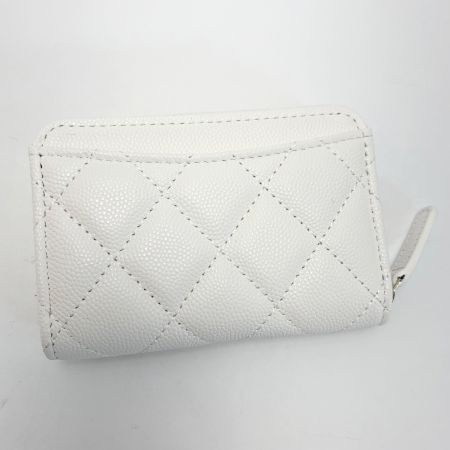  CHANEL シャネル ココマーク キャビアスキン クラシック ジップ コインパース マトラッセ  AP0216 ホワイト 財布 コインケース レディース