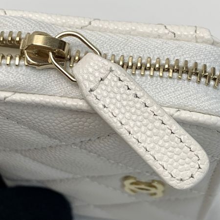  CHANEL シャネル ココマーク キャビアスキン クラシック ジップ コインパース マトラッセ  AP0216 ホワイト 財布 コインケース レディース