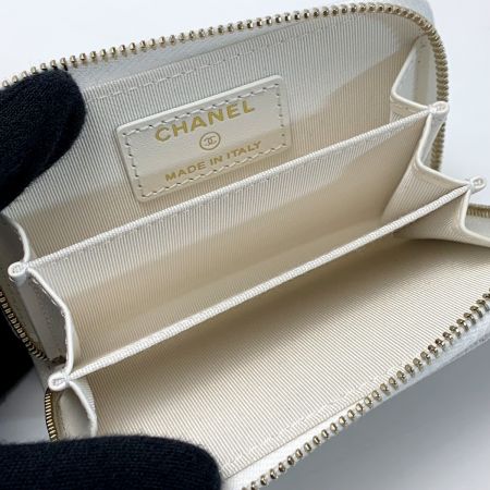  CHANEL シャネル ココマーク キャビアスキン クラシック ジップ コインパース マトラッセ  AP0216 ホワイト 財布 コインケース レディース