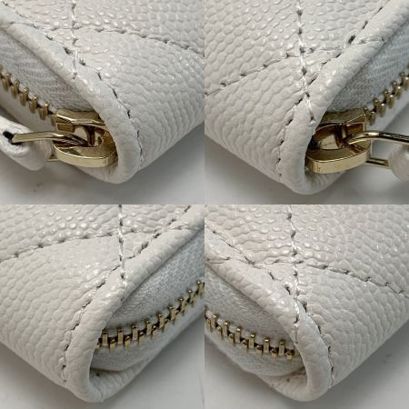  CHANEL シャネル ココマーク キャビアスキン クラシック ジップ コインパース マトラッセ  AP0216 ホワイト 財布 コインケース レディース