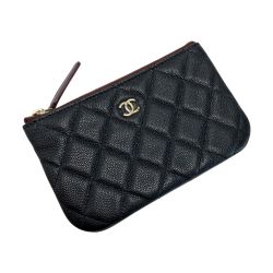 ☆☆ CHANEL シャネル マトラッセ クラシック ミニポーチ A82365 ブラック キャビアスキン ギャランティカード有 Aランク