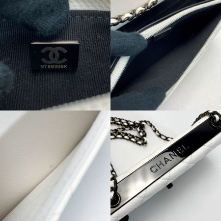  CHANEL シャネル マトラッセ トレンディCC チェーンウォレット 80982 ホワイト×ブラック ラムスキン ショルダーバッグ