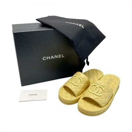  CHANEL シャネル ココマーク マトラッセ サンダル ラムスキン G36901 イエロー ミュール SIZE39 箱・布袋有