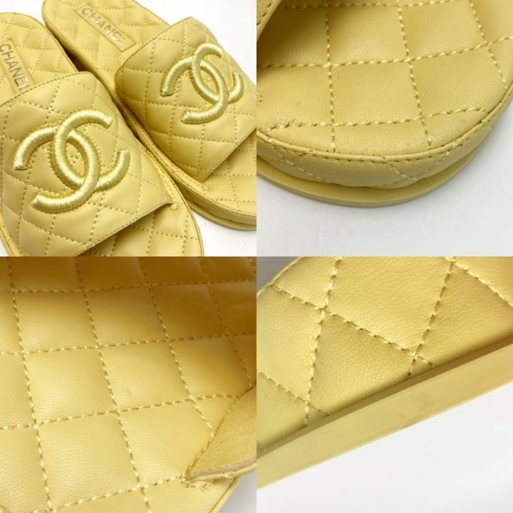 CHANEL シャネル ココマーク マトラッセ サンダル ラムスキン G36901 イエロー ミュール SIZE39  箱・布袋有｜中古｜なんでもリサイクルビッグバン