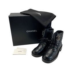 ☆☆ CHANEL シャネル ココマーク マトラッセ レースアップ ショートブーツ G36424 ブラック SIZE39 箱・布袋有 Aランク
