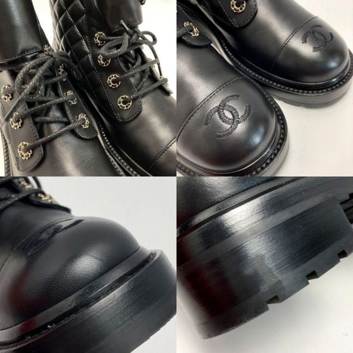 CHANEL シャネル ココマーク マトラッセ レースアップ ショートブーツ G36424 ブラック SIZE39  箱・布袋有｜中古｜なんでもリサイクルビッグバン