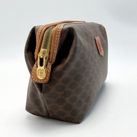 CELINE セリーヌ マカダム柄 ポーチ MC97/2 ブラウン PVC×レザー コスメポーチ