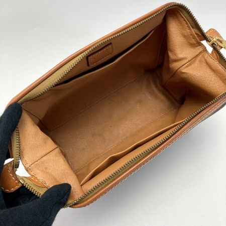  CELINE セリーヌ マカダム柄 ポーチ MC97/2 ブラウン PVC×レザー コスメポーチ