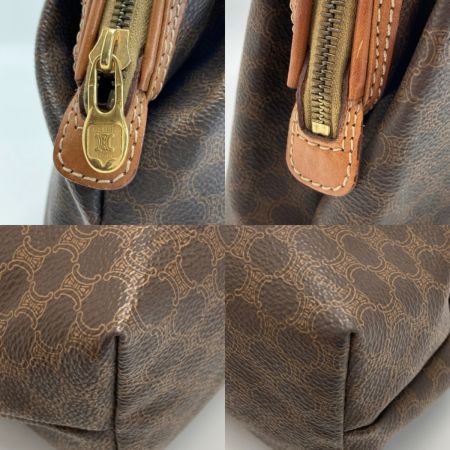  CELINE セリーヌ マカダム柄 ポーチ MC97/2 ブラウン PVC×レザー コスメポーチ