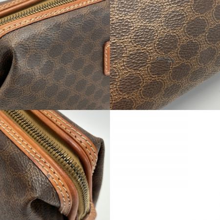  CELINE セリーヌ マカダム柄 ポーチ MC97/2 ブラウン PVC×レザー コスメポーチ