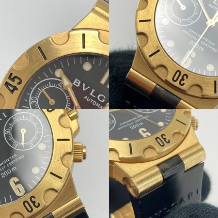  BVLGARI ブルガリ ディアゴノ スクーバ クロノグラフ K18 SC 38 G ブラック 自動巻き メンズ 腕時計 箱・取説有