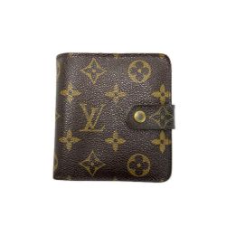 LOUIS VUITTON ルイヴィトン モノグラム コンパクトジップ M61667 ブラウン 2つ折り財布 Cランク